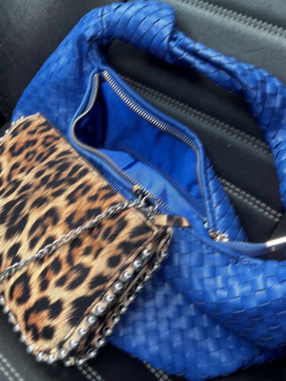 Blue Woven Shoulder Bag